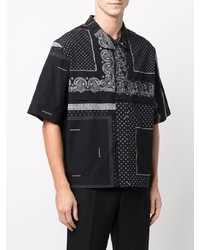 Chemise à manches courtes imprimée cachemire noire et blanche Givenchy