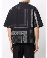 Chemise à manches courtes imprimée cachemire noire et blanche Givenchy