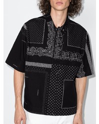 Chemise à manches courtes imprimée cachemire noire et blanche Givenchy