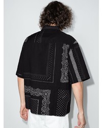 Chemise à manches courtes imprimée cachemire noire et blanche Givenchy