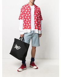 Chemise à manches courtes imprimée cachemire rouge MSGM