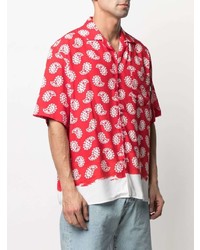 Chemise à manches courtes imprimée cachemire rouge MSGM