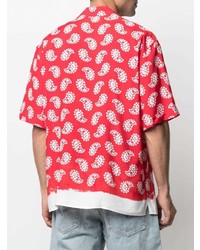 Chemise à manches courtes imprimée cachemire rouge MSGM