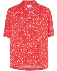 Chemise à manches courtes imprimée cachemire rouge Rhude