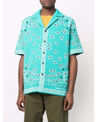 Chemise à manches courtes imprimée cachemire turquoise Alanui