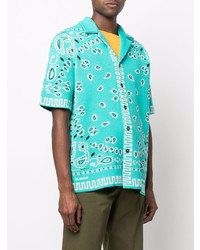 Chemise à manches courtes imprimée cachemire turquoise Alanui