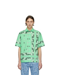 Chemise à manches courtes imprimée cachemire vert menthe