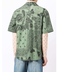 Chemise à manches courtes imprimée cachemire vert menthe MSGM