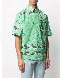 Chemise à manches courtes imprimée cachemire vert menthe MSGM