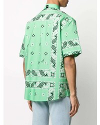 Chemise à manches courtes imprimée cachemire vert menthe MSGM