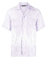 Chemise à manches courtes imprimée cachemire violet clair