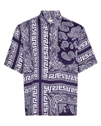 Chemise à manches courtes imprimée cachemire violette Aries