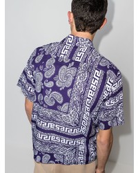 Chemise à manches courtes imprimée cachemire violette Aries