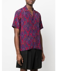 Chemise à manches courtes imprimée cachemire violette Saint Laurent