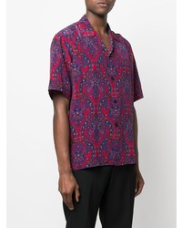 Chemise à manches courtes imprimée cachemire violette Saint Laurent