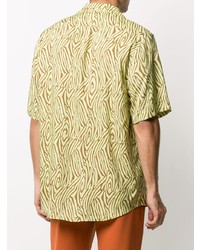 Chemise à manches courtes imprimée chartreuse Nanushka