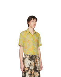 Chemise à manches courtes imprimée chartreuse Dries Van Noten