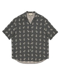 Chemise à manches courtes imprimée gris foncé Gucci