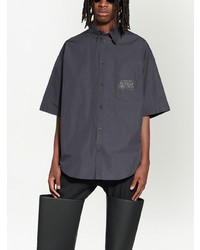 Chemise à manches courtes imprimée gris foncé Balenciaga