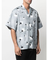 Chemise à manches courtes imprimée grise MSGM