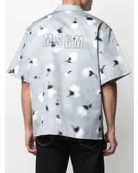 Chemise à manches courtes imprimée grise MSGM