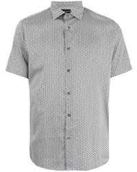 Chemise à manches courtes imprimée grise Emporio Armani