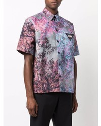 Chemise à manches courtes imprimée grise MSGM