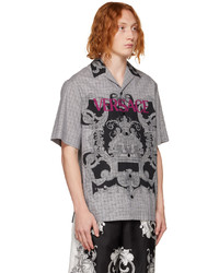 Chemise à manches courtes imprimée grise Versace