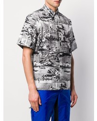 Chemise à manches courtes imprimée grise MSGM