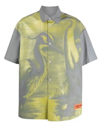 Chemise à manches courtes imprimée grise Heron Preston
