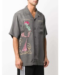 Chemise à manches courtes imprimée grise Maharishi