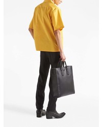 Chemise à manches courtes imprimée jaune Prada