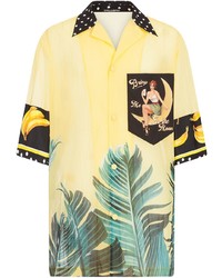 Chemise à manches courtes imprimée jaune Dolce & Gabbana