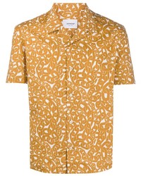 Chemise à manches courtes imprimée jaune Dondup