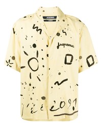 Chemise à manches courtes imprimée jaune Jacquemus