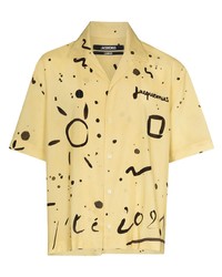 Chemise à manches courtes imprimée jaune Jacquemus