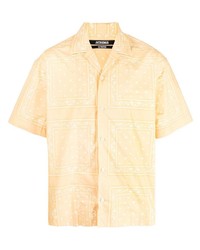 Chemise à manches courtes imprimée jaune Jacquemus