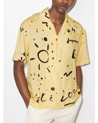 Chemise à manches courtes imprimée jaune Jacquemus