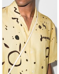 Chemise à manches courtes imprimée jaune Jacquemus