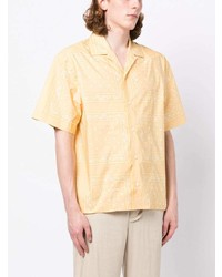 Chemise à manches courtes imprimée jaune Jacquemus