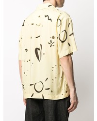 Chemise à manches courtes imprimée jaune Jacquemus