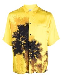 Chemise à manches courtes imprimée jaune Laneus