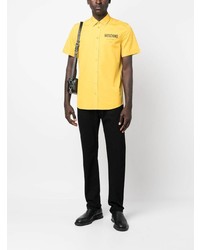 Chemise à manches courtes imprimée jaune Moschino