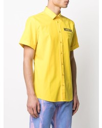 Chemise à manches courtes imprimée jaune Moschino