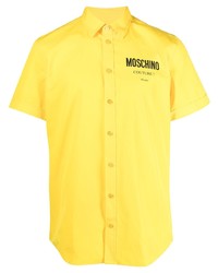 Chemise à manches courtes imprimée jaune Moschino