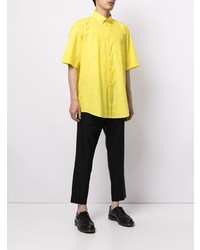 Chemise à manches courtes imprimée jaune Balenciaga