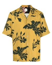 Chemise à manches courtes imprimée jaune Paul Smith