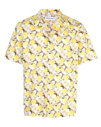 Chemise à manches courtes imprimée jaune Rochambeau