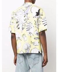 Chemise à manches courtes imprimée jaune MSGM