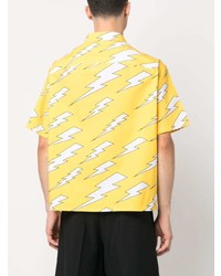 Chemise à manches courtes imprimée jaune Neil Barrett